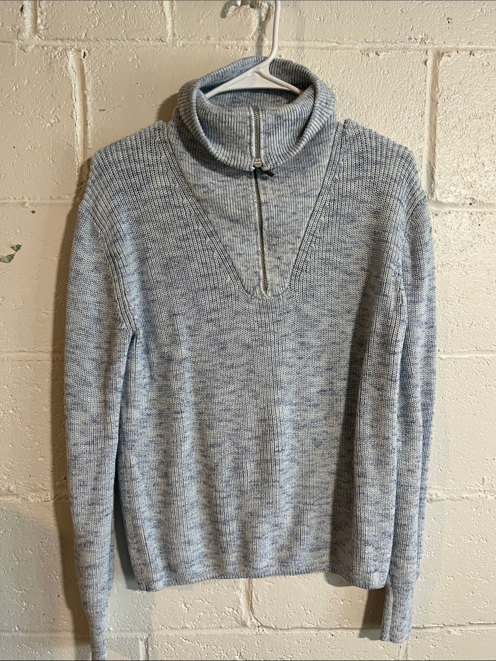 Cozy Light Blue Half-Zip Turtleneck Sweater